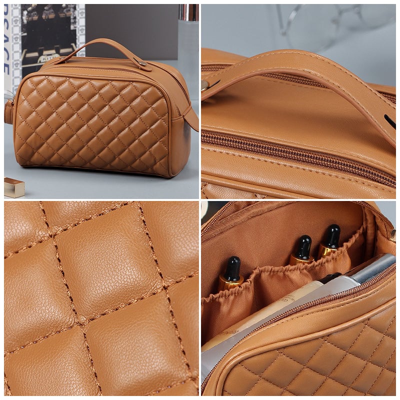 Gesteppte karierte Kosmetiktasche