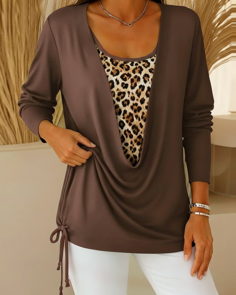 Top Met Luipaardprint En Vetersluiting