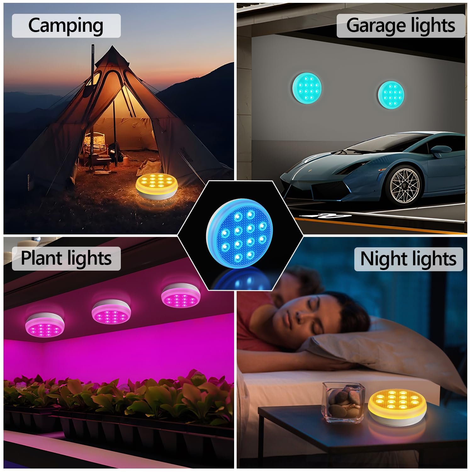 2/4 PCS - Ultra-High Brightness Rechargeable Submersible LED Lights with Remote