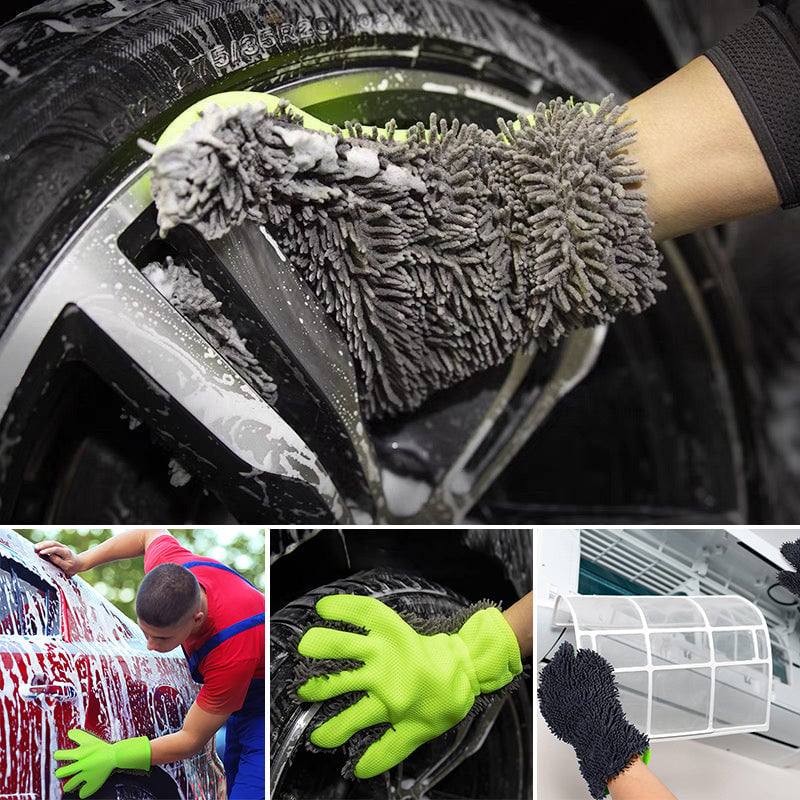Double-sided five-finger car wash gloves