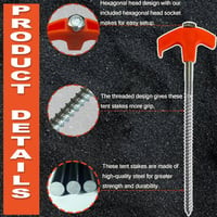 8" Screw in Tent Stakes - Ground Anchors Screw in