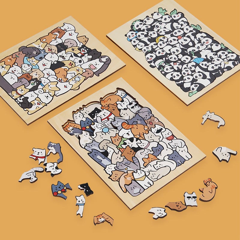 Tier-Stapelspiel Holzpuzzle Lernspielzeug Set