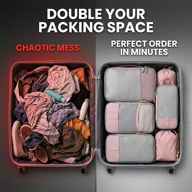 6-Piece Expandable Space-Saving Packing Cubes