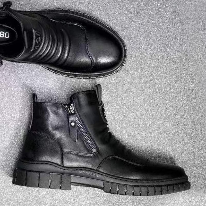 Martin-laarzen met handreliëf en rits voor heren