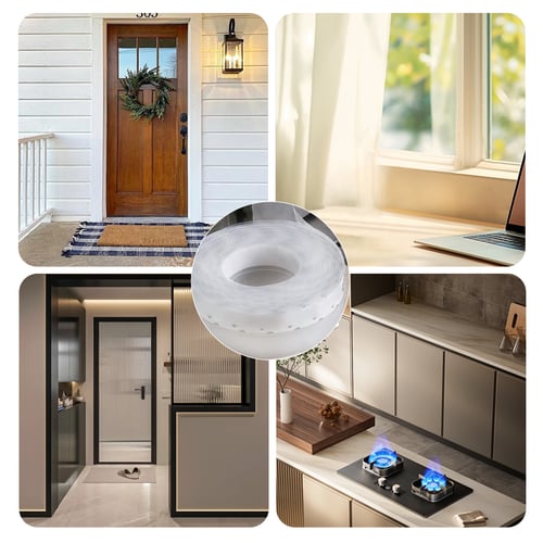 Weather strip applications around doors, windows, bathrooms and cabinets