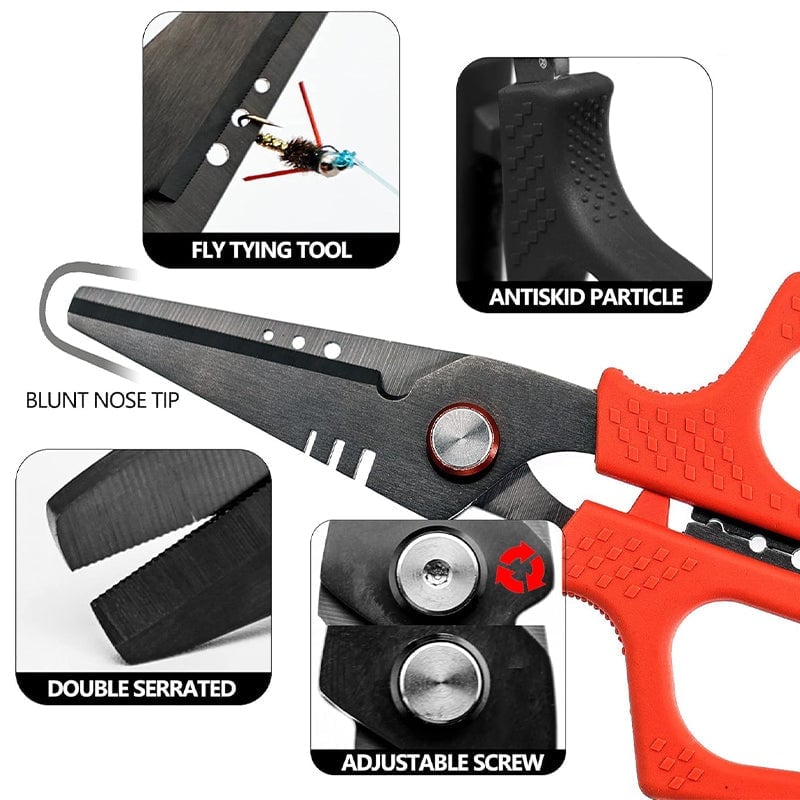 Sakerplus 6.5" Pro Dual Serrated Blades Fishing Shears