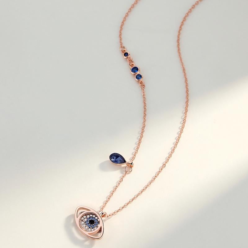 S925 Silberhalskette mit Teufelsauge  Inspiriert von Duo Evil Eye