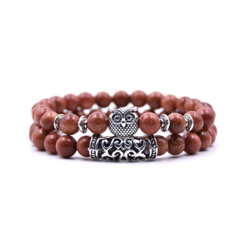Uil Charm Natuursteen Armband