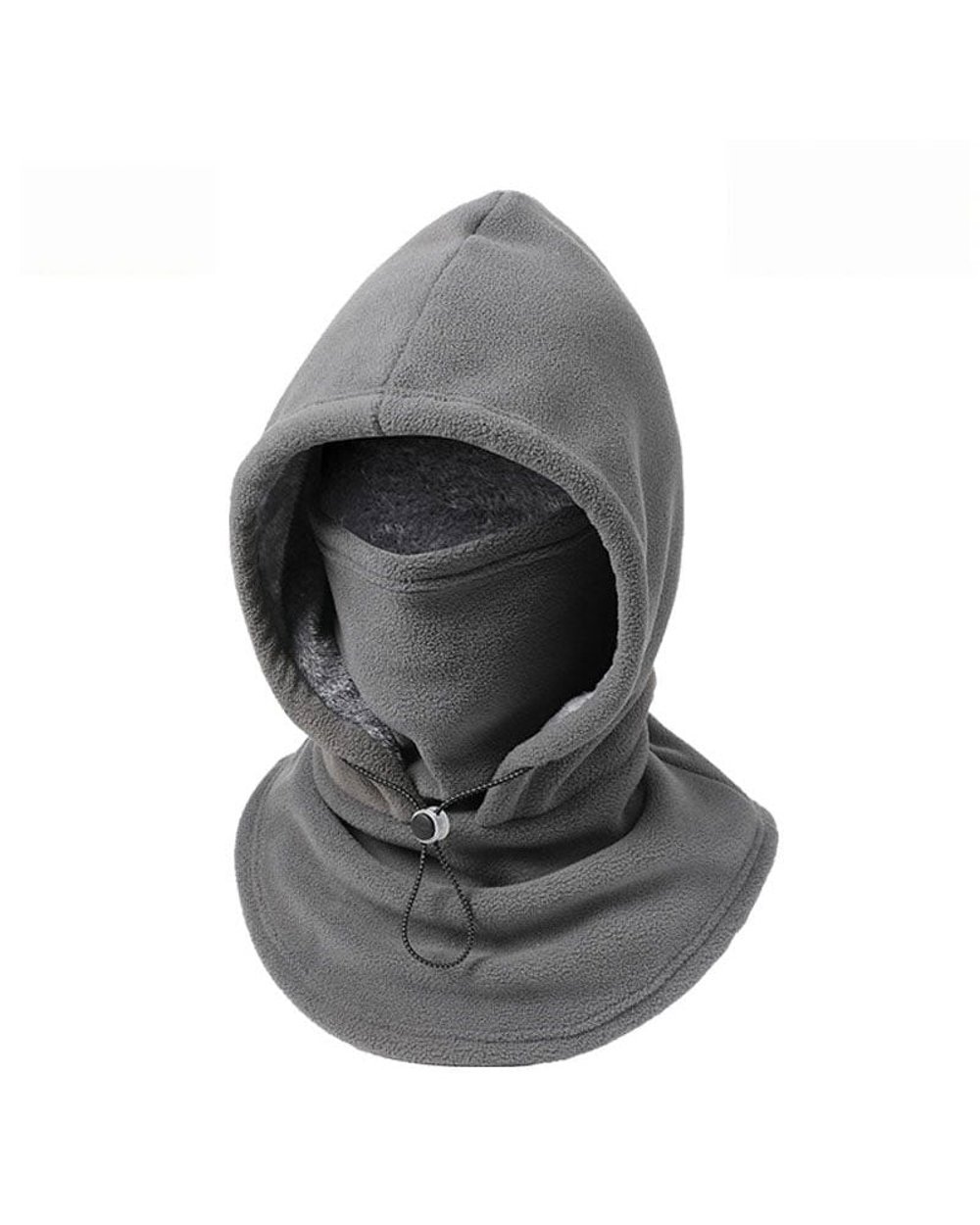 Gray fleece integrated winter hat