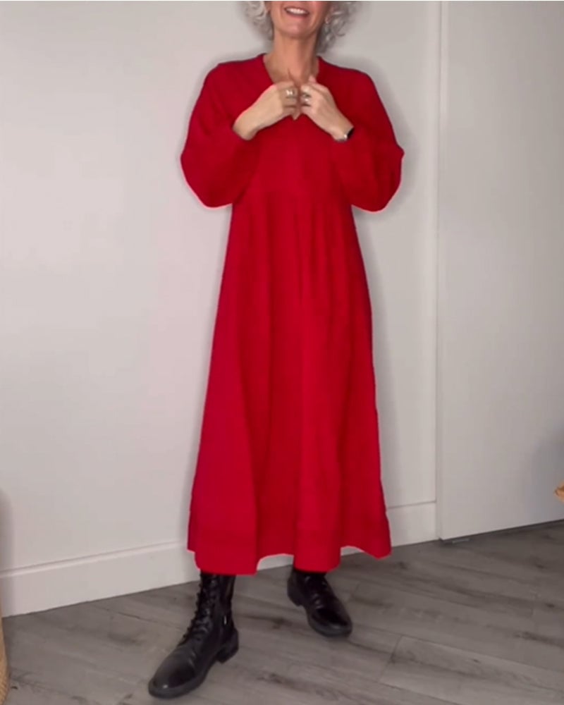 V-hals Elegant kjole med lange ermer