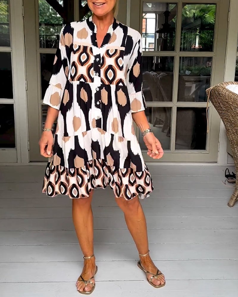 Robe imprimée à manches 3/4