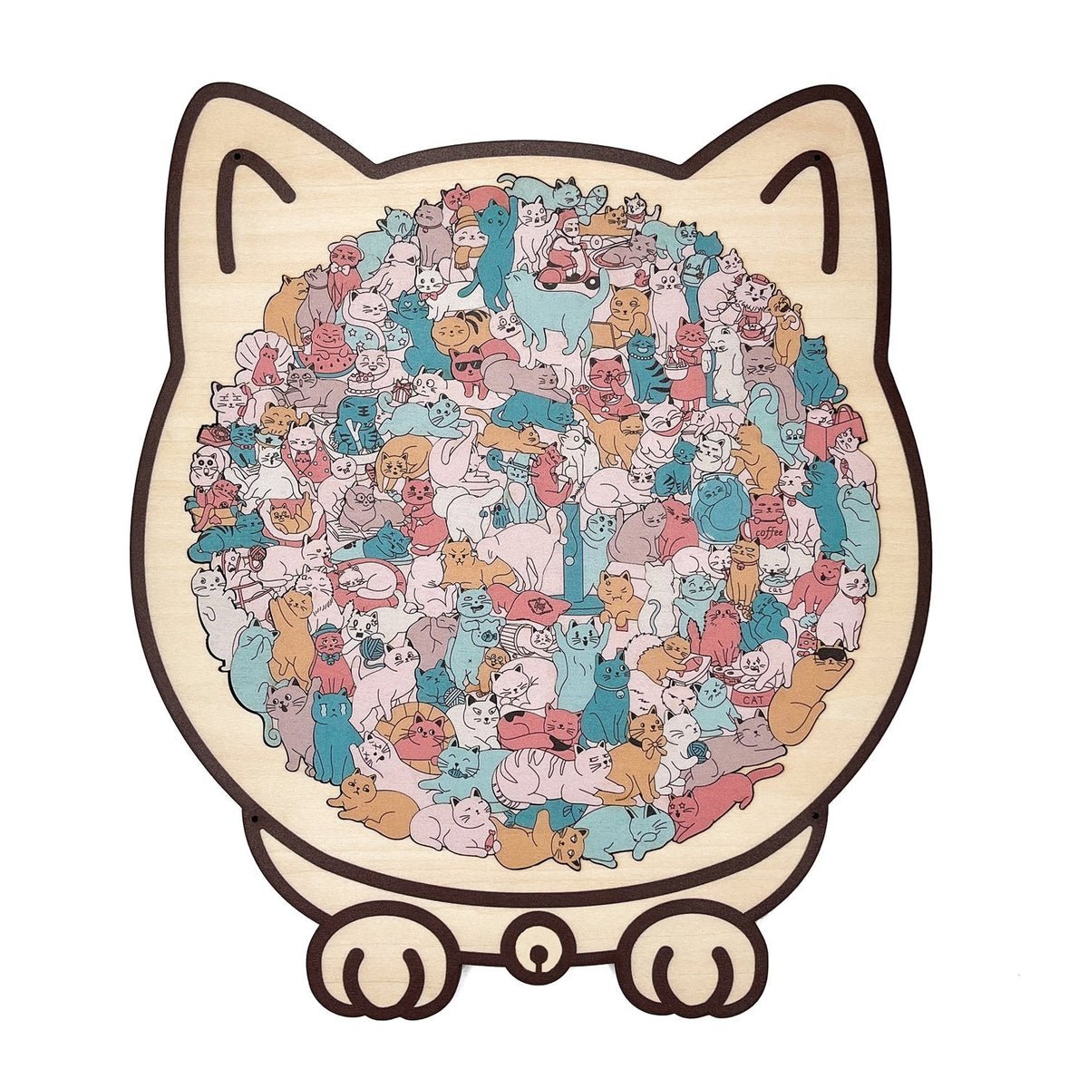 135-Piece Cat-Shaped Wooden Puzzle