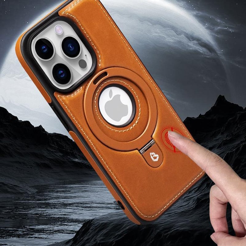 Full-Coverage Shockproof Leather Magnetic Stand iPhone Case
