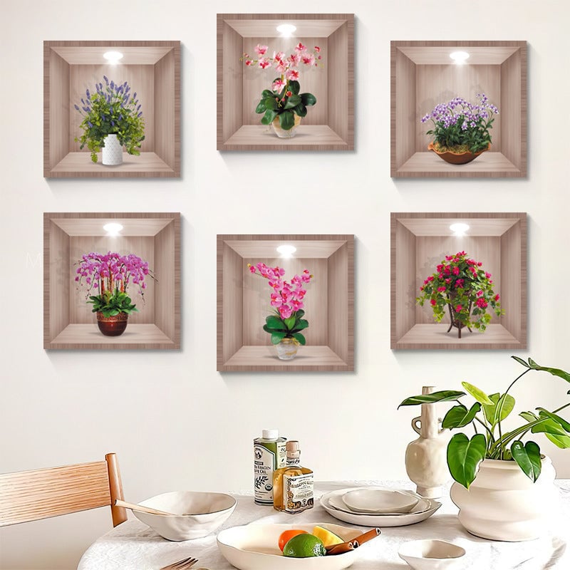 Autocollant mural vase fleurs 3D💓