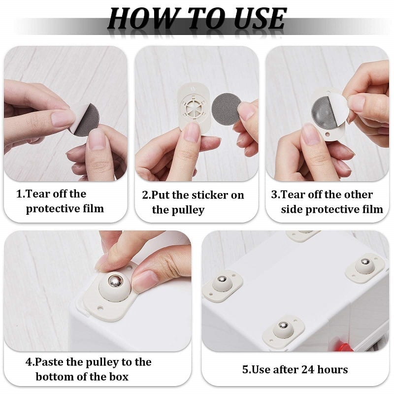 360° Furniture Sticky Mini Mobile Swivel Wheels