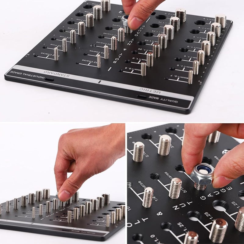 Screw & Thread Size Gauge – 28-Hole Square Checker