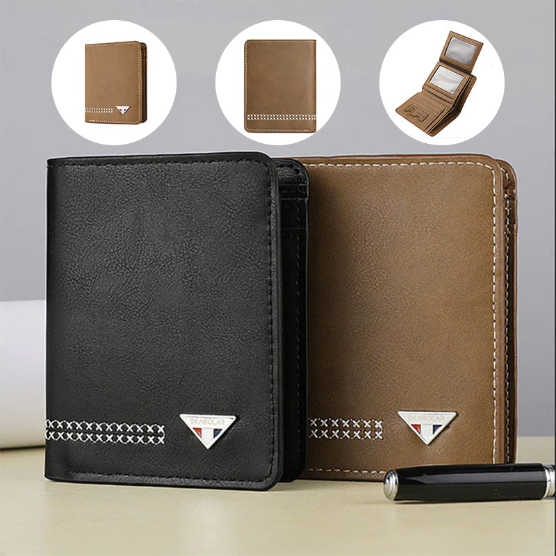 Dreifach faltbare Herren-Brieftasche aus strapazierfähigem Leder