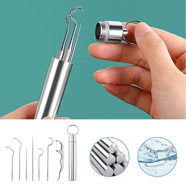 Juego de Palillos de Dientes de Acero Inoxidable