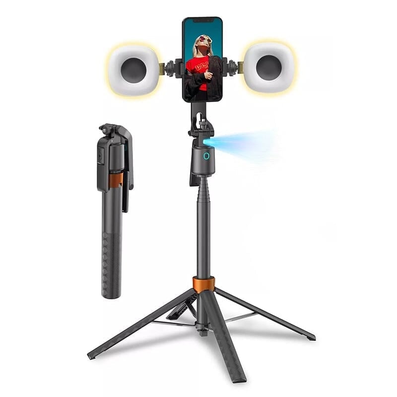 360° Rotatable Selfie Stick Tripod with 2Fill Lights &Auto Face Tracking