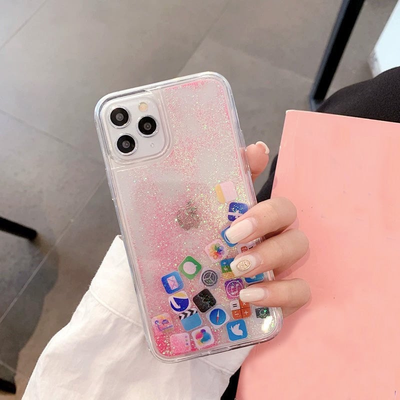 Liquid Glitter Icon Phone Case Cover