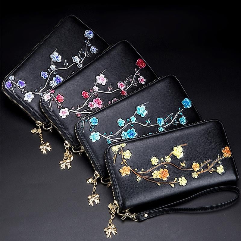 Women's Plum Blossom RFID Long Clutch/Wallet