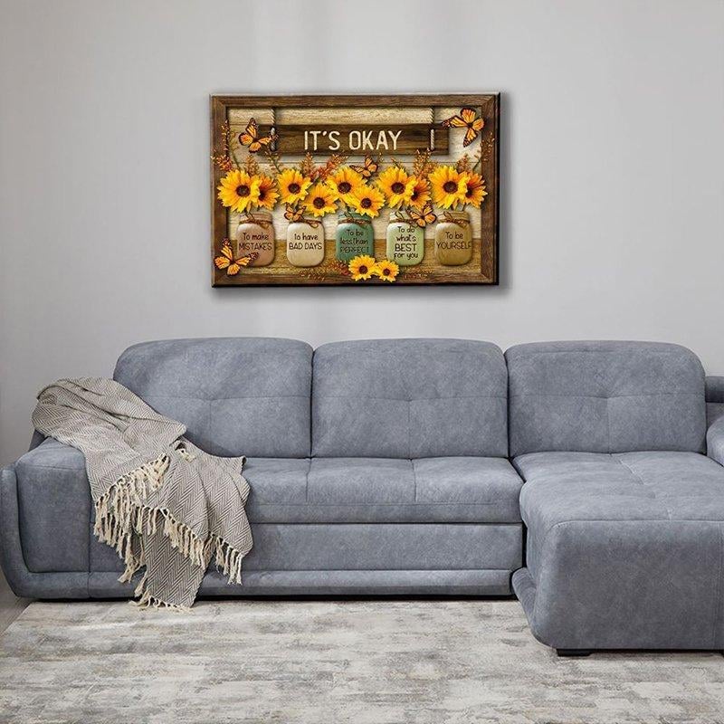 Vlinder Zonnebloemen Muur Kunst