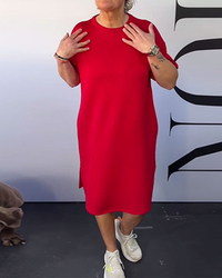 Round Neck Casual Short Sleeve Simple Dress