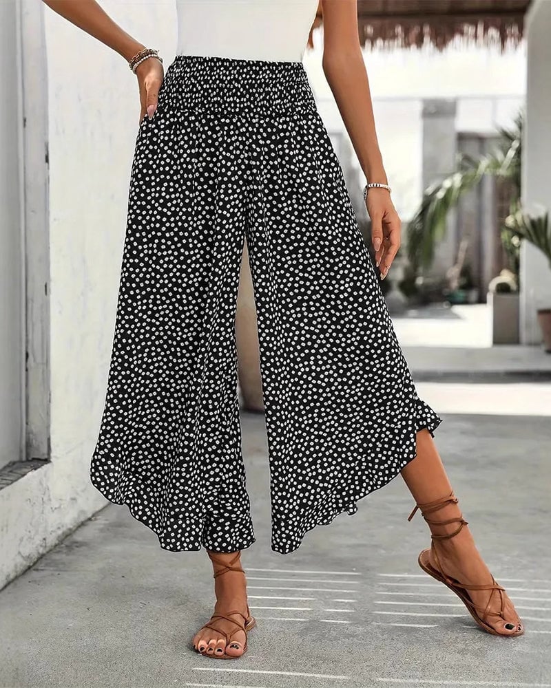 Polka Dot Loose High-Waist Wide-Leg Pants