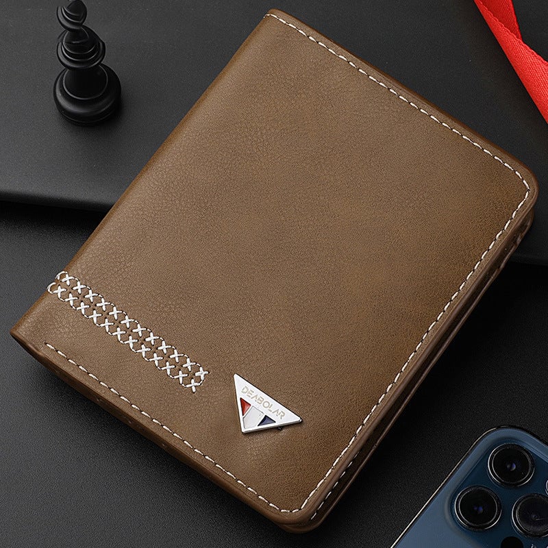 Dreifach faltbare Herren-Brieftasche aus strapazierfähigem Leder