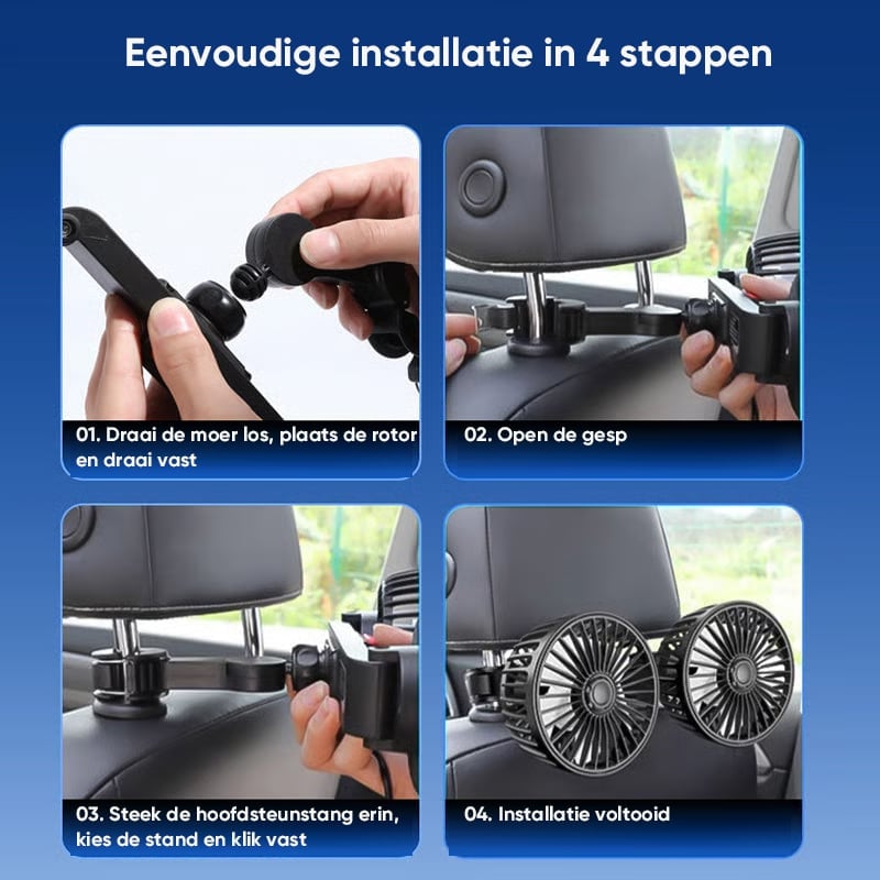 Dubbele kop Mini USB Autoventilator