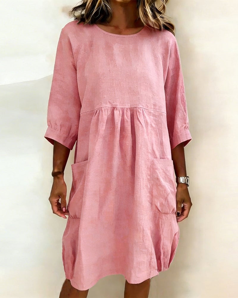 Three-Quarter Sleeve Loose Dress