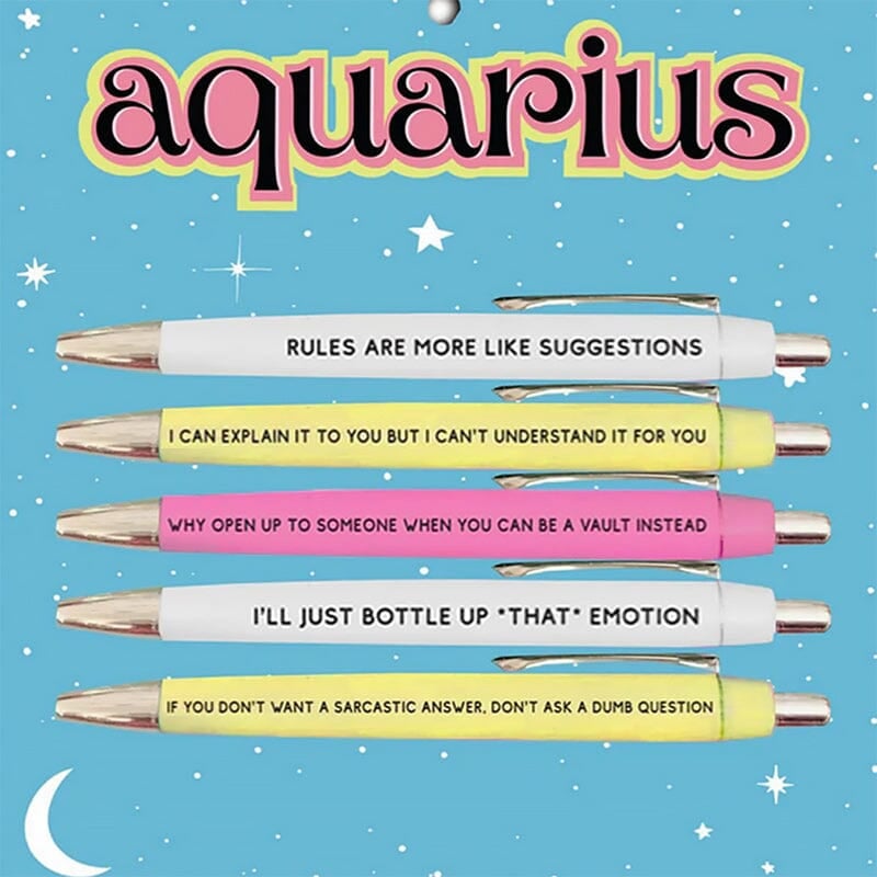 5pcs Horoscope Funny ballpoint Pens black ink (Aquarius)