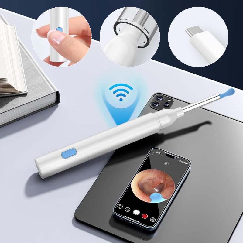 Kit d'épilation des oreilles avec caméra HD, Endoscope auriculaire avec lumières LED