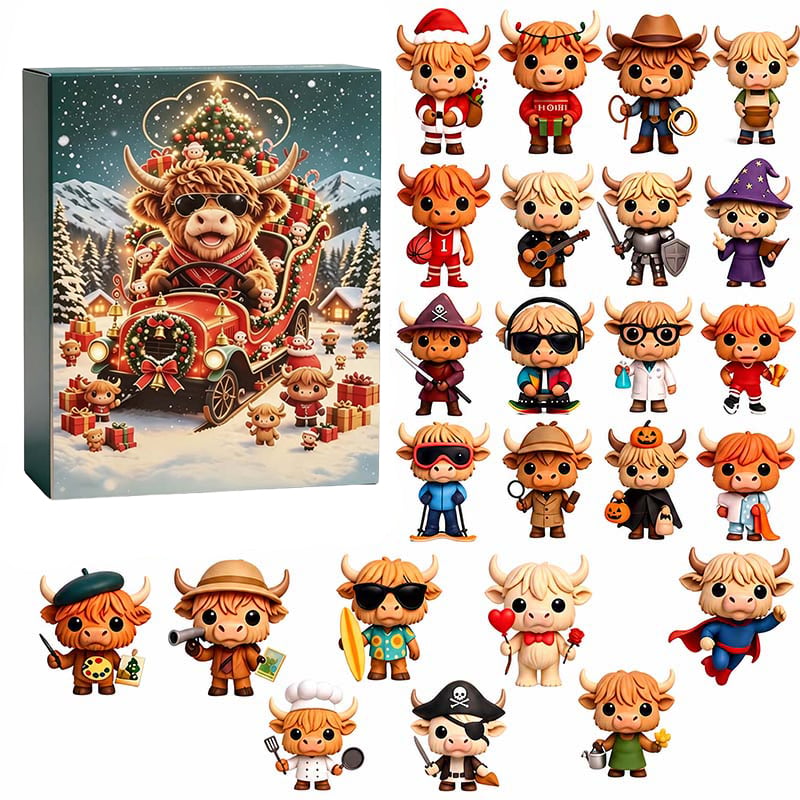 2026 Highland Cow 24-Day Advent Calendar Blind Box Set