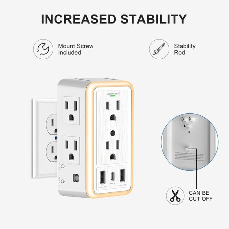 USB Light-Sensing 6-Outlet Power Strip