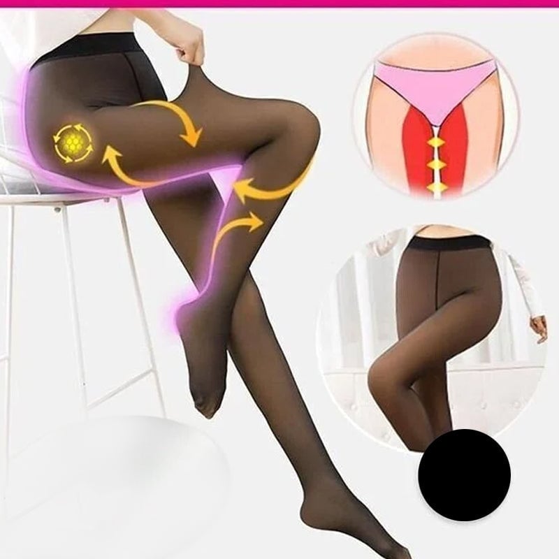 Felfria ben fejkade genomskinliga varma mjuka fodrade elastiska tights