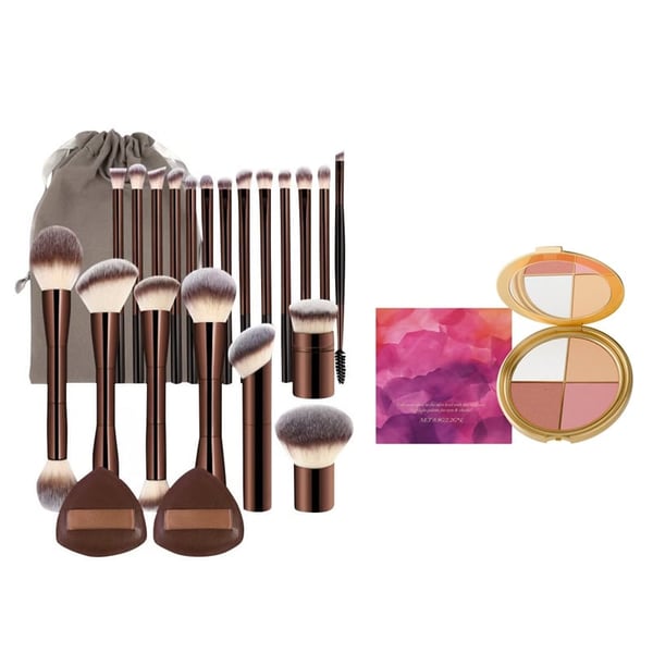 20-piece coffee-coloured makeup brush set