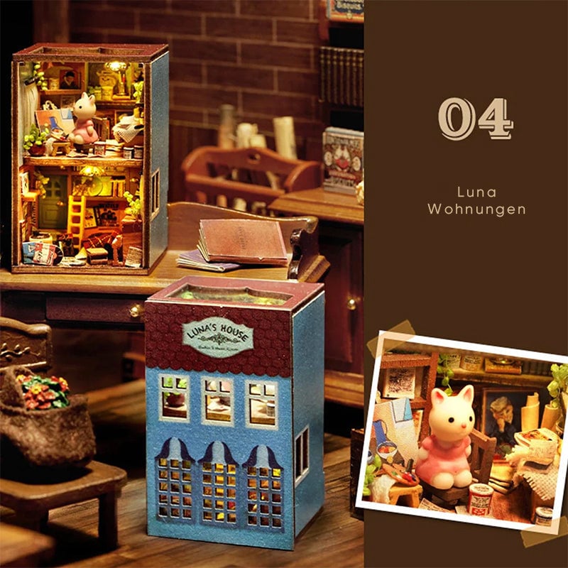 Mini-Kaninchenstadt Holz Puppenhaus-Bausatz mit Möbeln