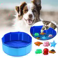 Folding pet pool with toys