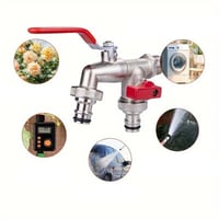 Robinet double sortie en alliage de zinc pour jardinage
