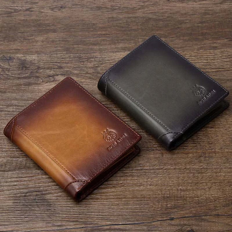 Bifold-Geldbörse aus Leder für Herren mit Anti-Diebstahl-RFID-Blockierung