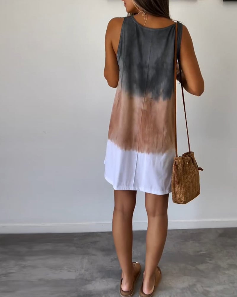 Robe décontractée sans manches bloc de couleur