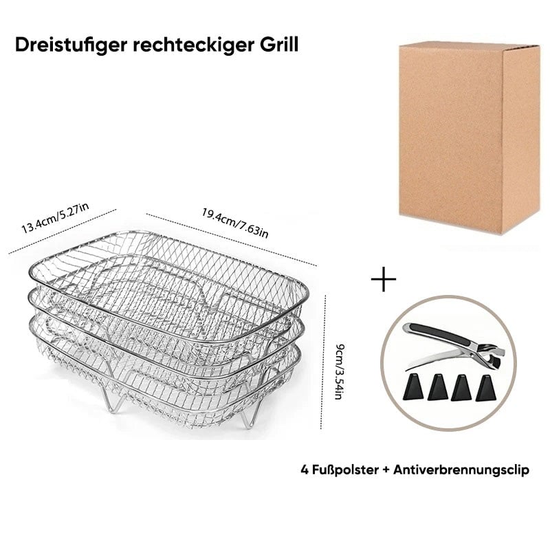 3-stöckiges stapelbares Luftfritteusen-Gitter