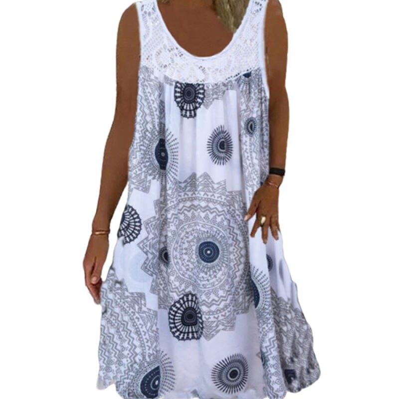Women's Digital Printing Sexy Suspenders Loose Lace Casual Dress