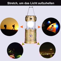 Solar wiederaufladbare LED Laterne für Camping, mit Lithiumbatterie