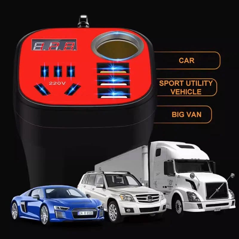 【sale】Car Mounted Cup Type Inverter Converter QC Charger