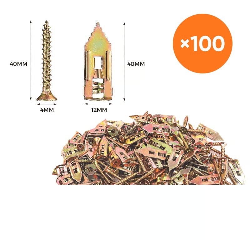 ⛏️Drywall Expansion Anchors + High Strength Zinc Screws Kit (Pack of 100)