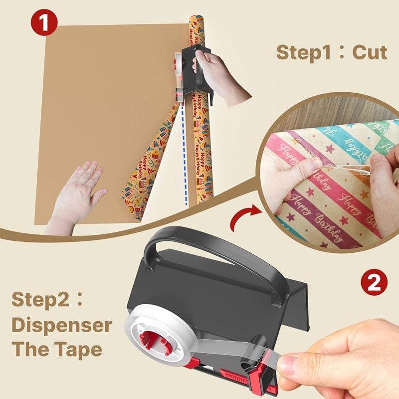 Sakerplus Wrapping Paper Cutter And Dispenser Set