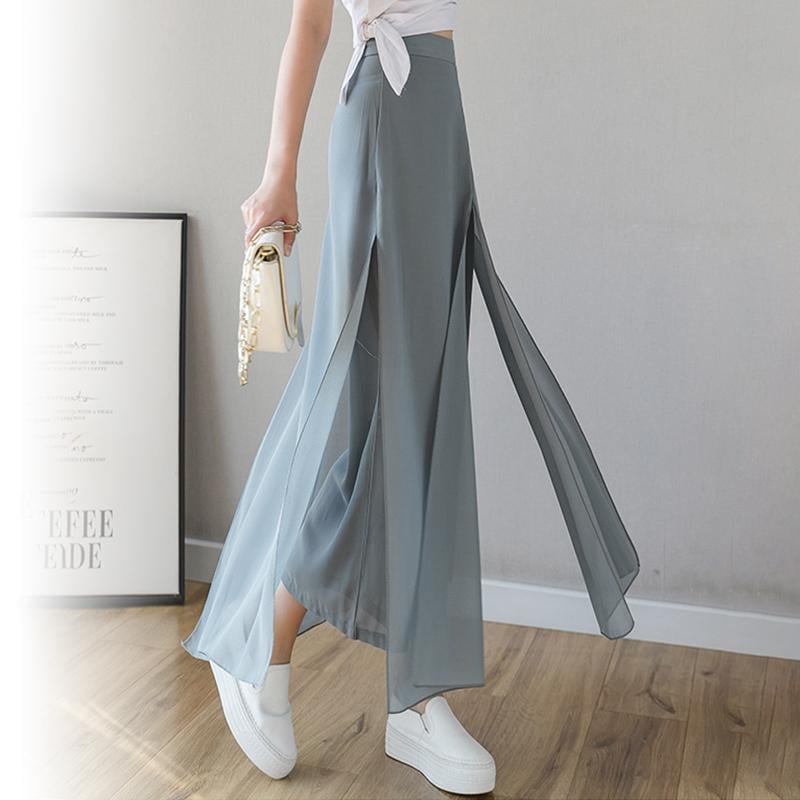 Pantalones anchos de gasa de seda hielo