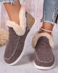 Casual solid color patchwork warm flat shoes